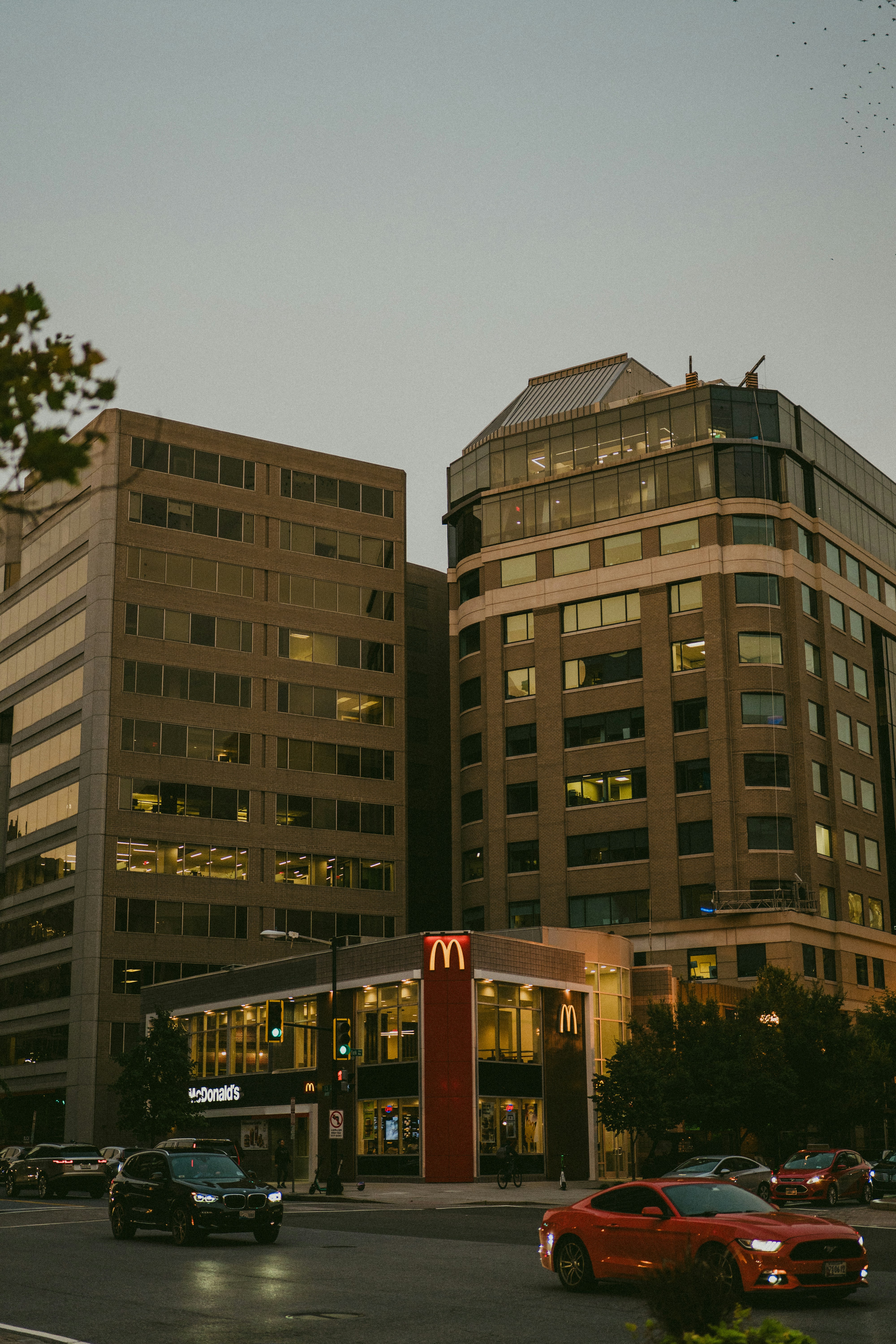 a city street filled with lots of tall buildings