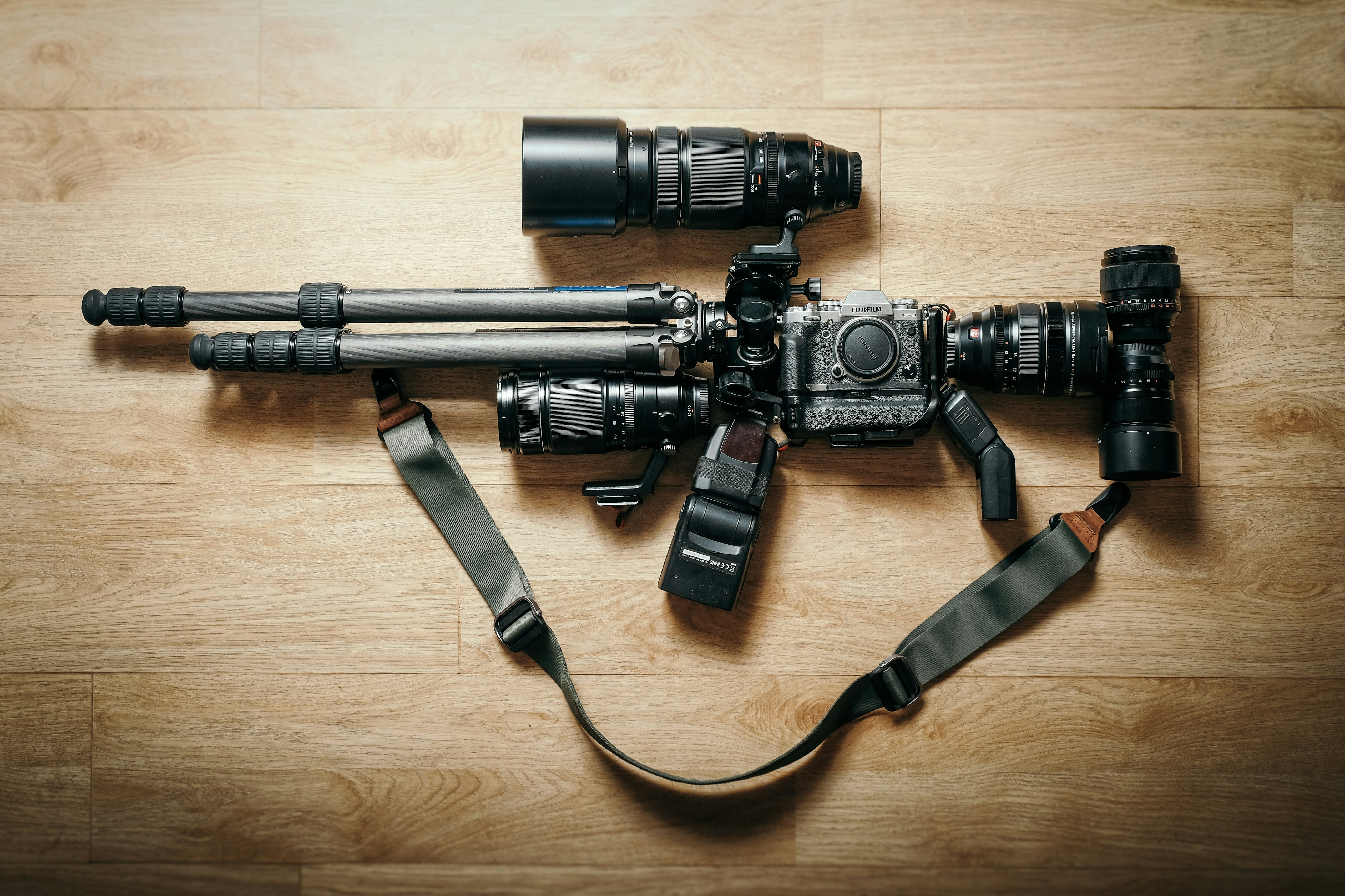 a camera with a tripod attached to it