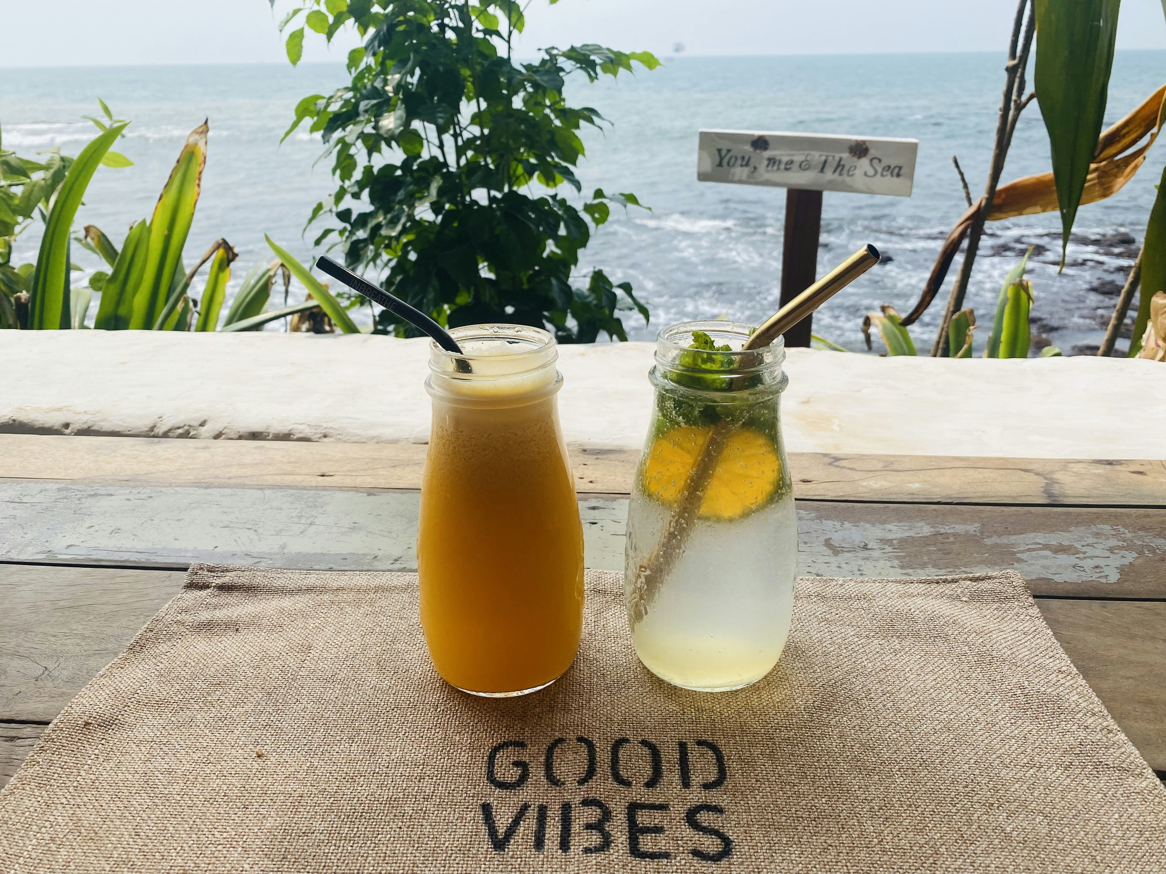 Sipping your drink by the sea side, good vibes.