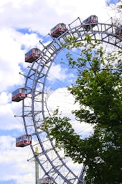 a ferris wheel with a sky background