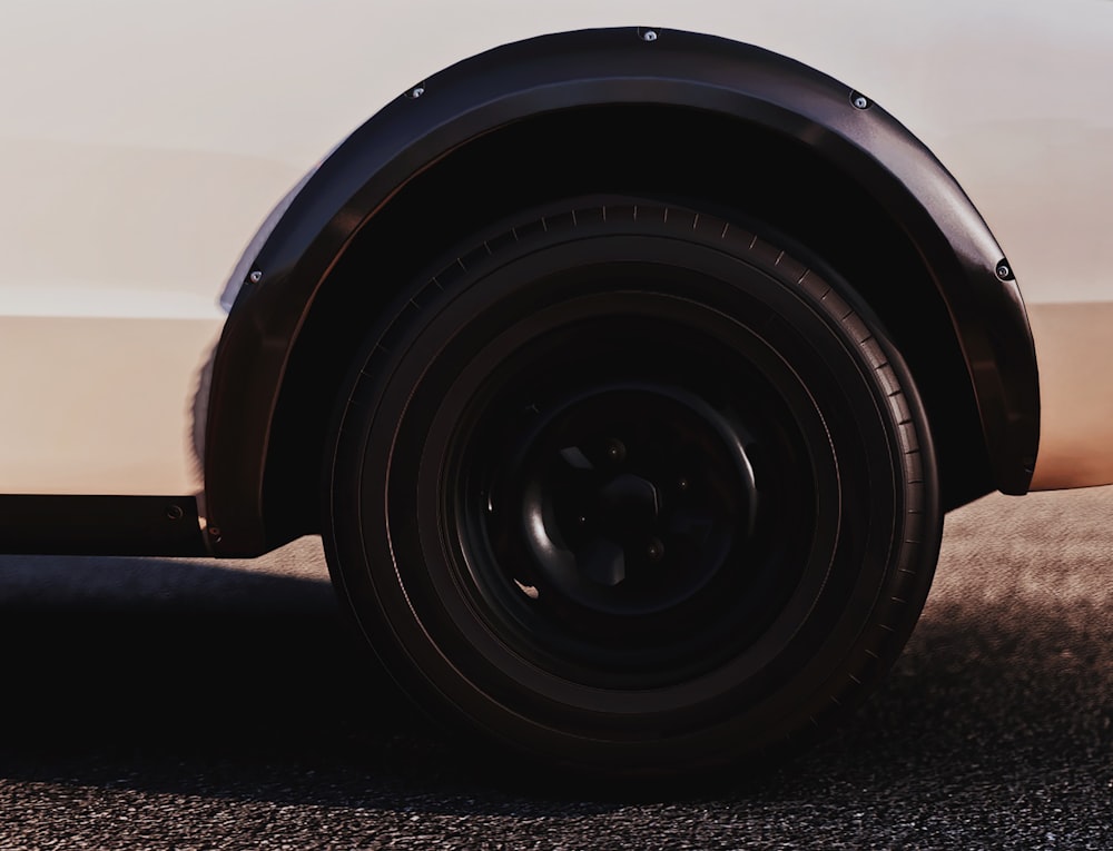 a close up of a tire on a vehicle