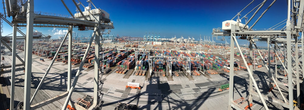 a large container yard filled with lots of containers