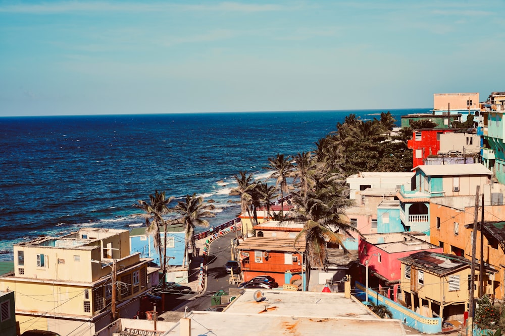 a view of a beach with a bunch of buildings