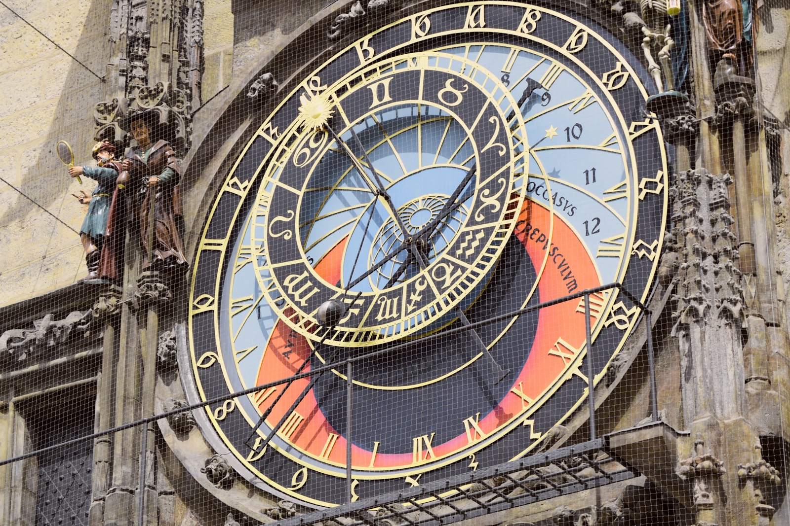 Close-up of Prague's astronomical clock on the Old Town Hall