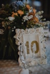 a picture frame sitting on top of a table