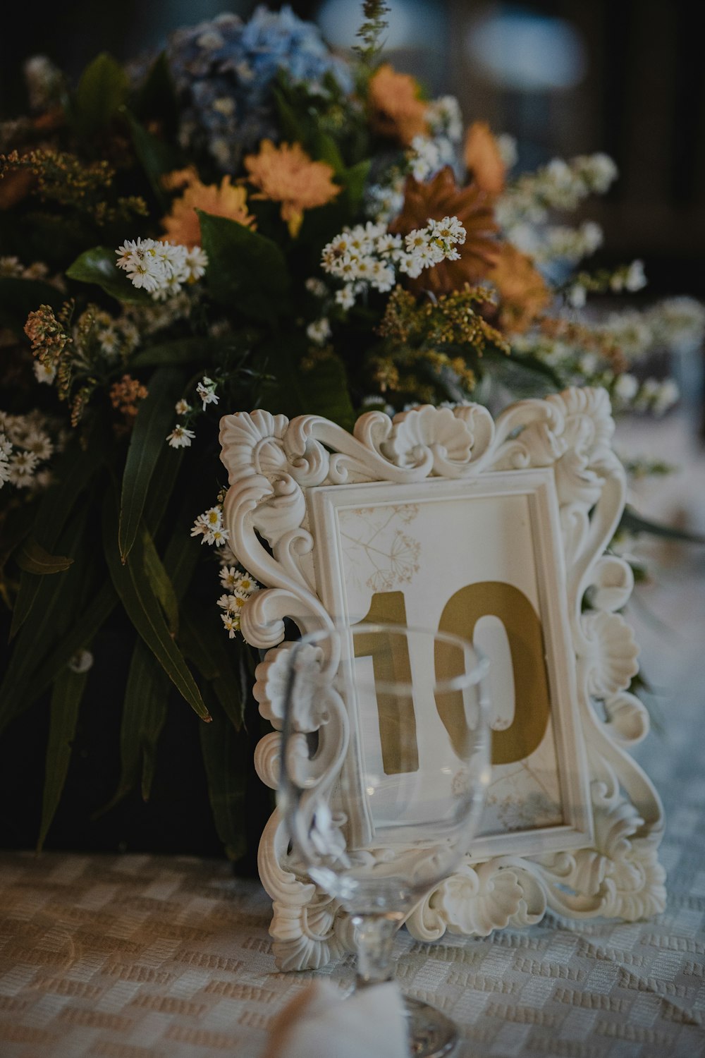 a picture frame sitting on top of a table