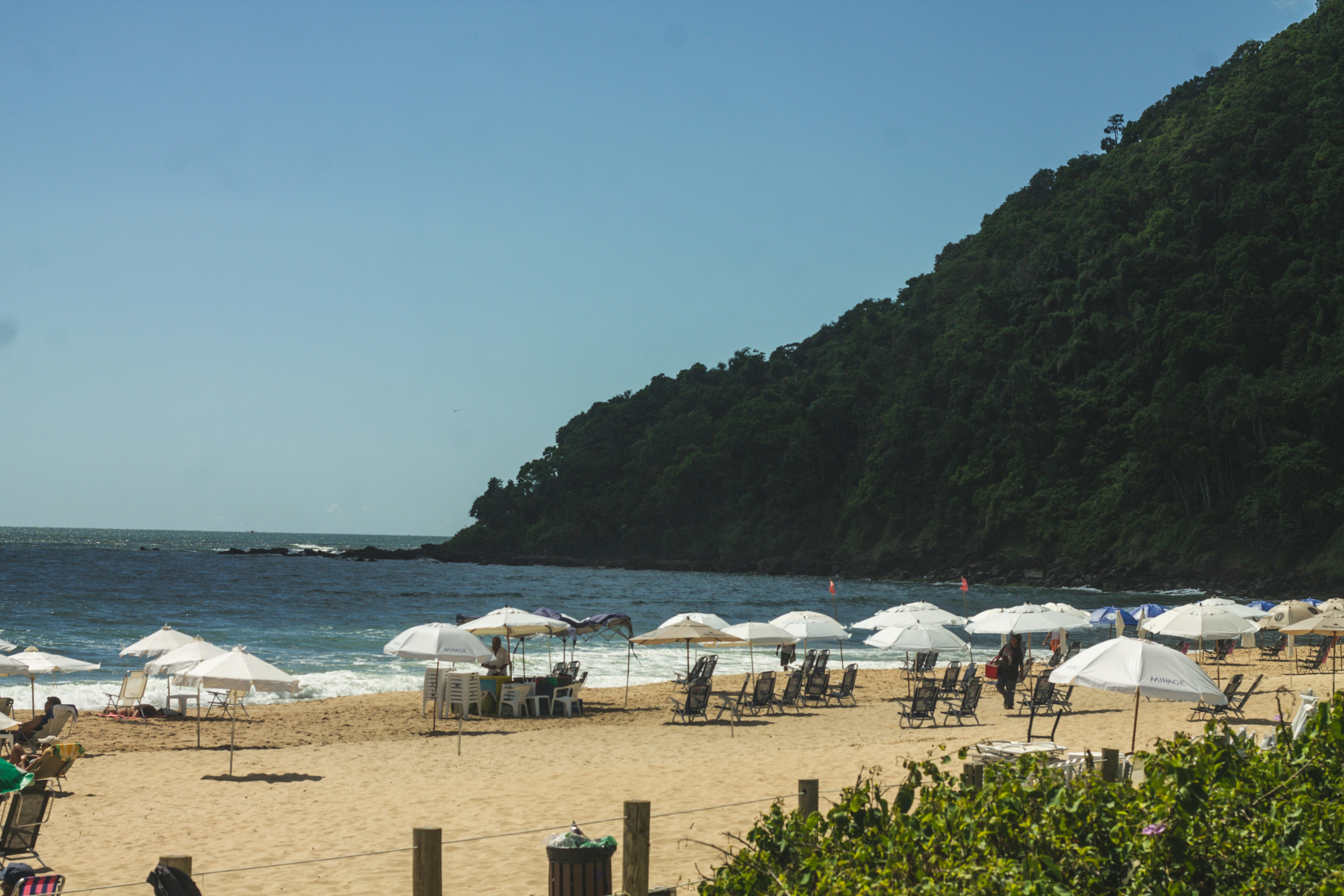 a sandy beach with many umbrellas and chairs