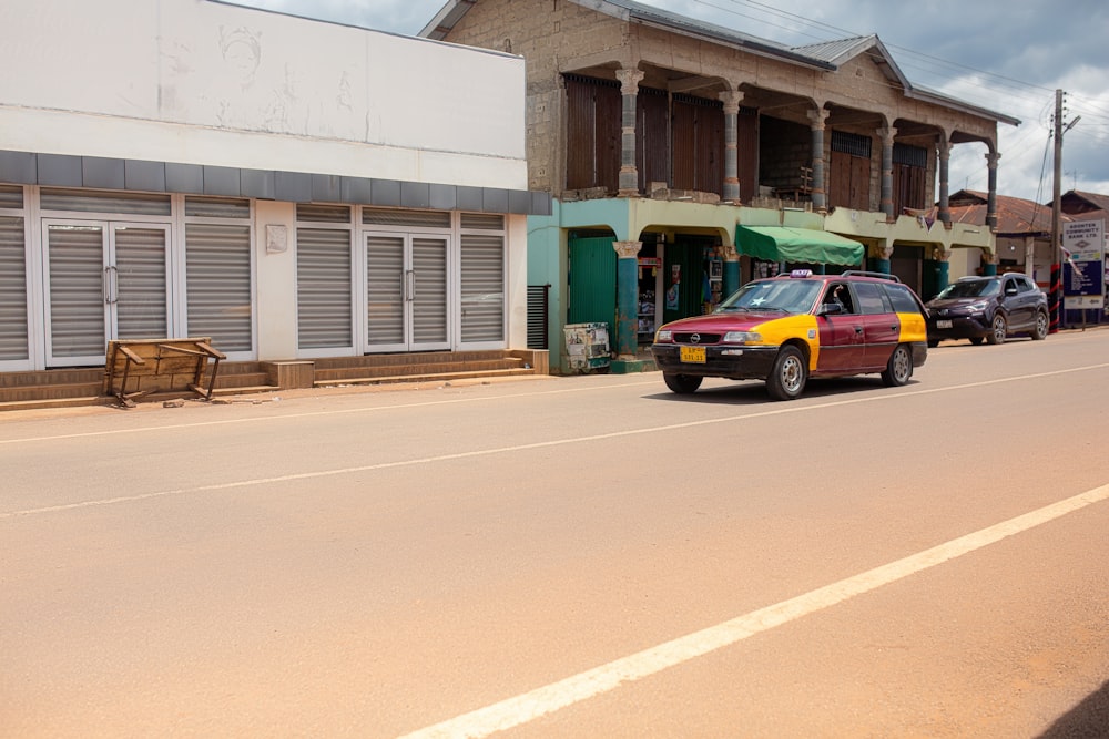 a car parked on the side of a street