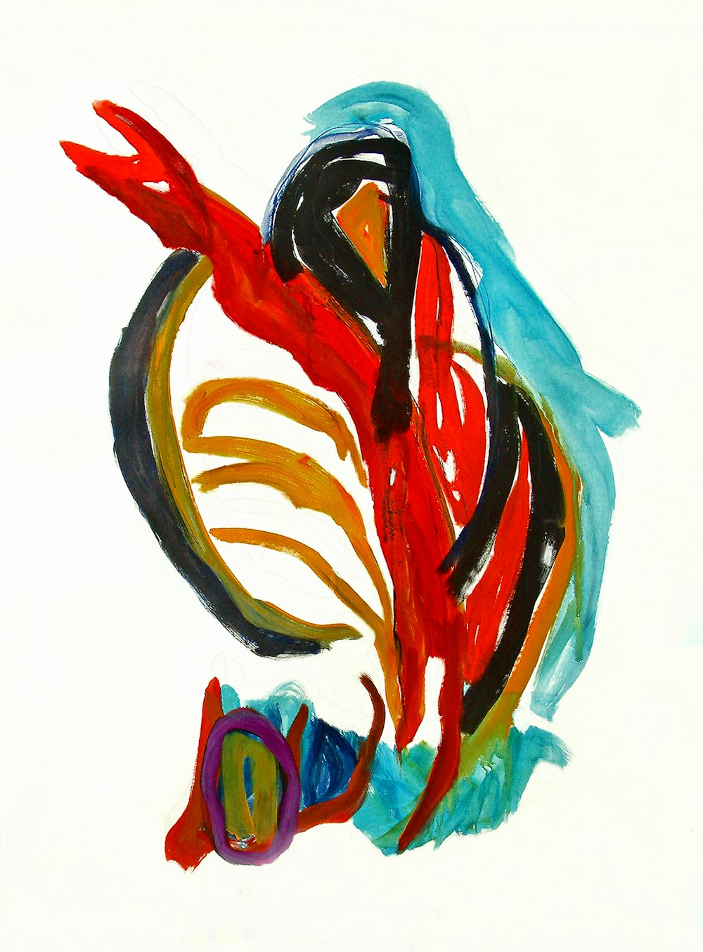 a drawing of a colorful bird on a white background