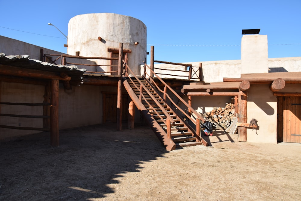 a set of stairs leading up to a building