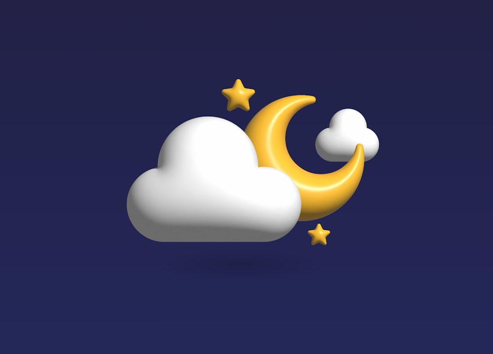 a cloud with a crescent and stars on it