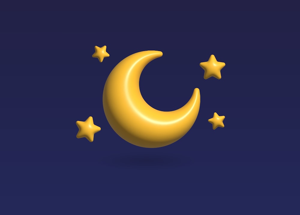 a crescent and stars on a blue background