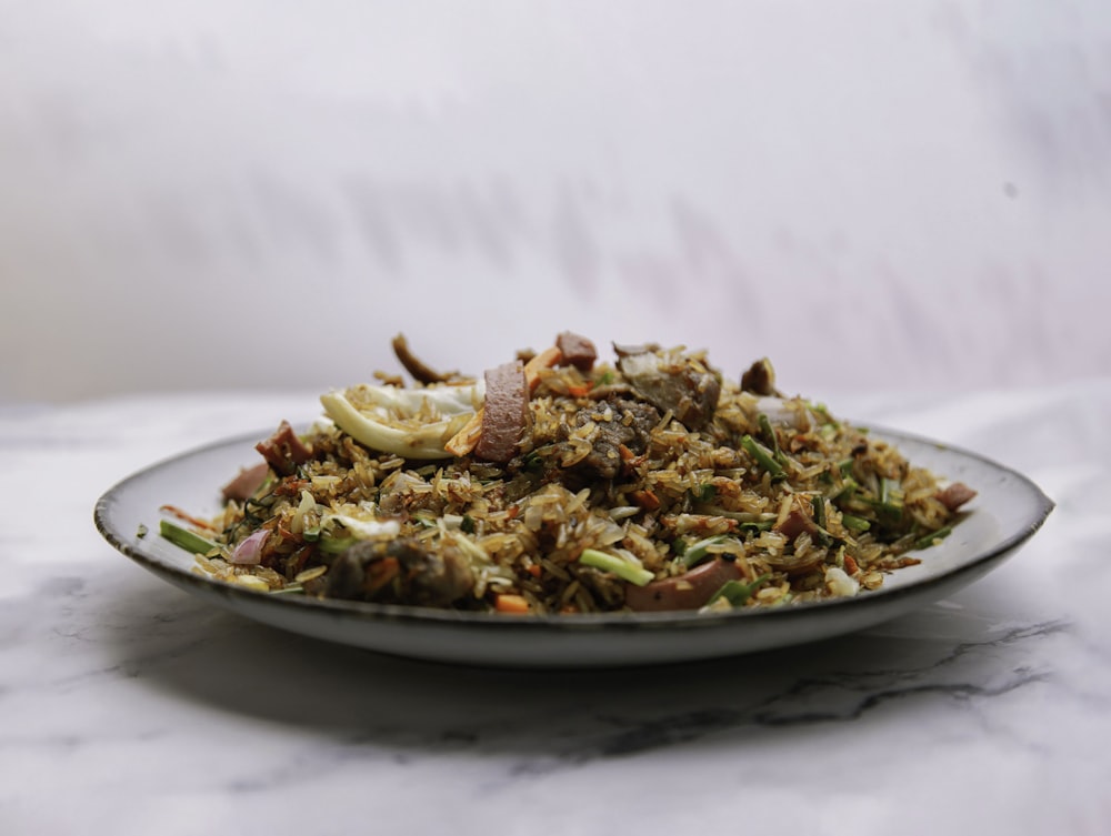 a plate of food that is on a table