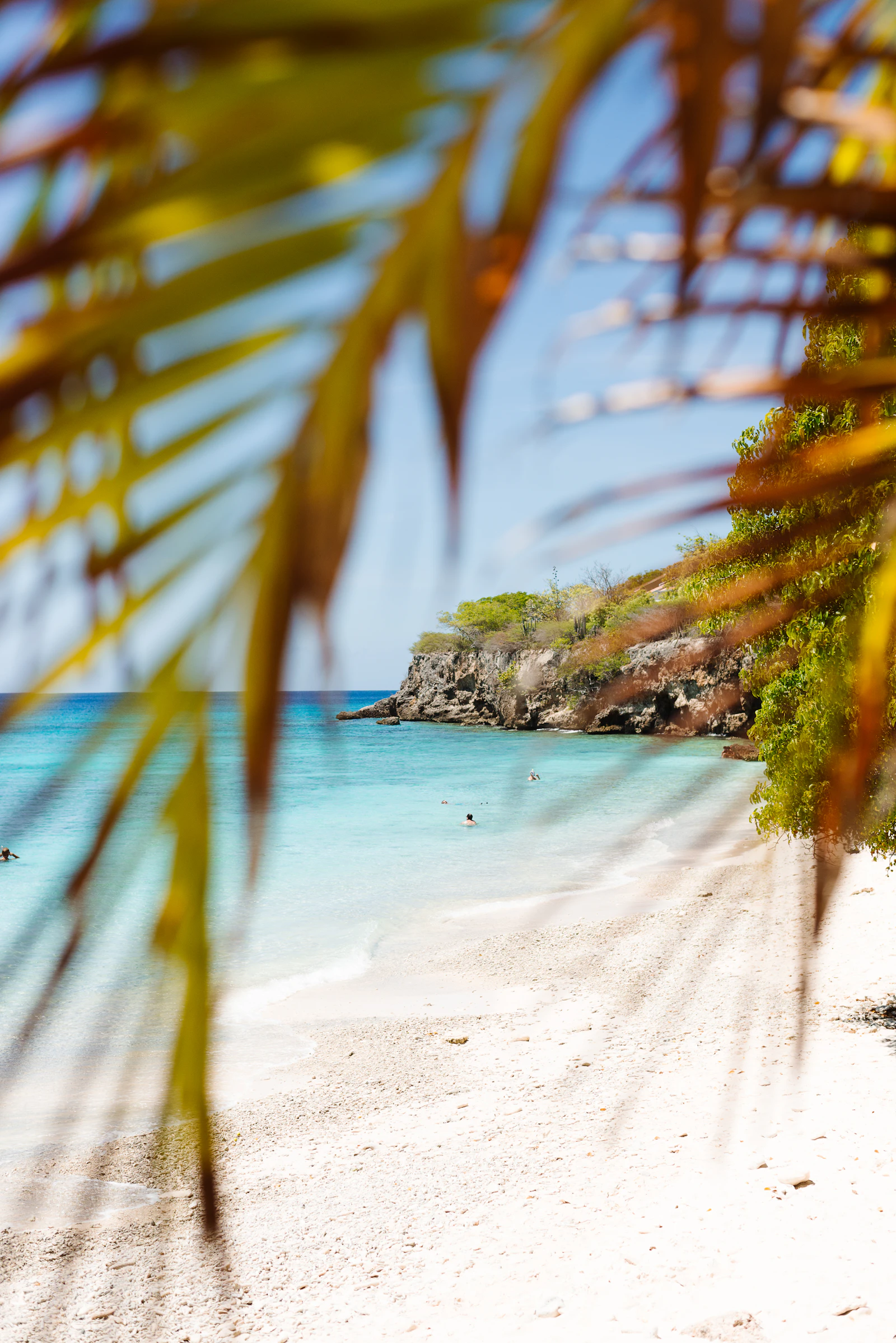 Playa de arena blanca y agua turquesa en Curazao, Caribe neerlandés