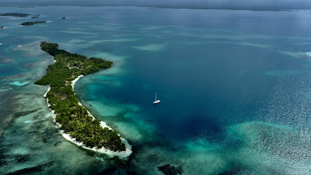 a small island in the middle of the ocean