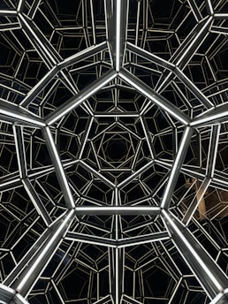 a black and white photo of a ceiling