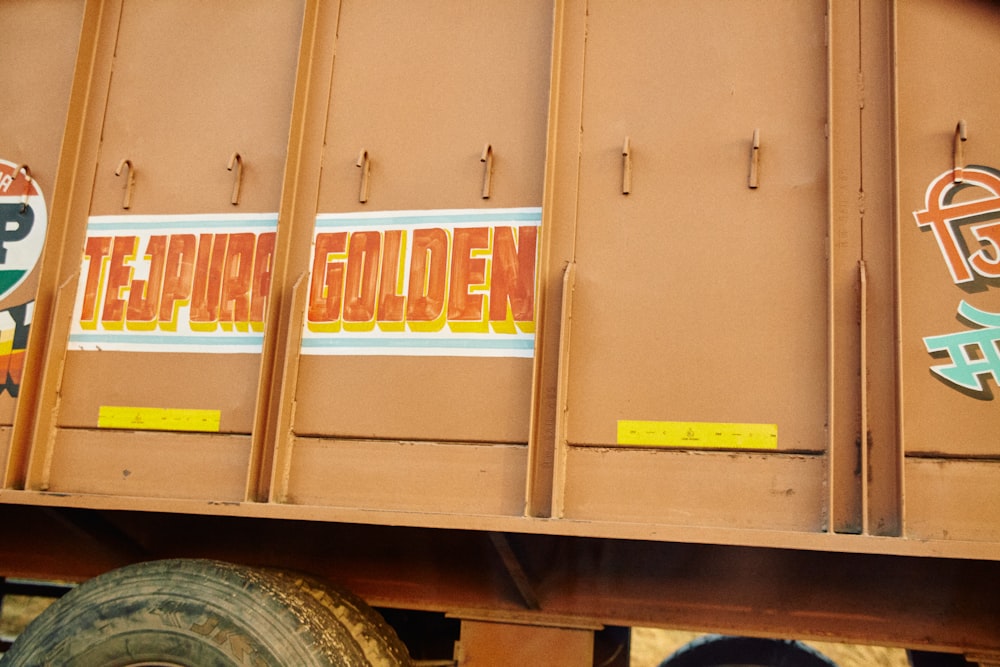 a close up of the side of a train car
