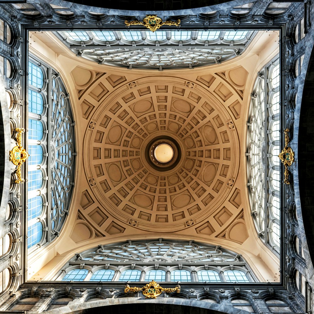 a view of the ceiling of a building