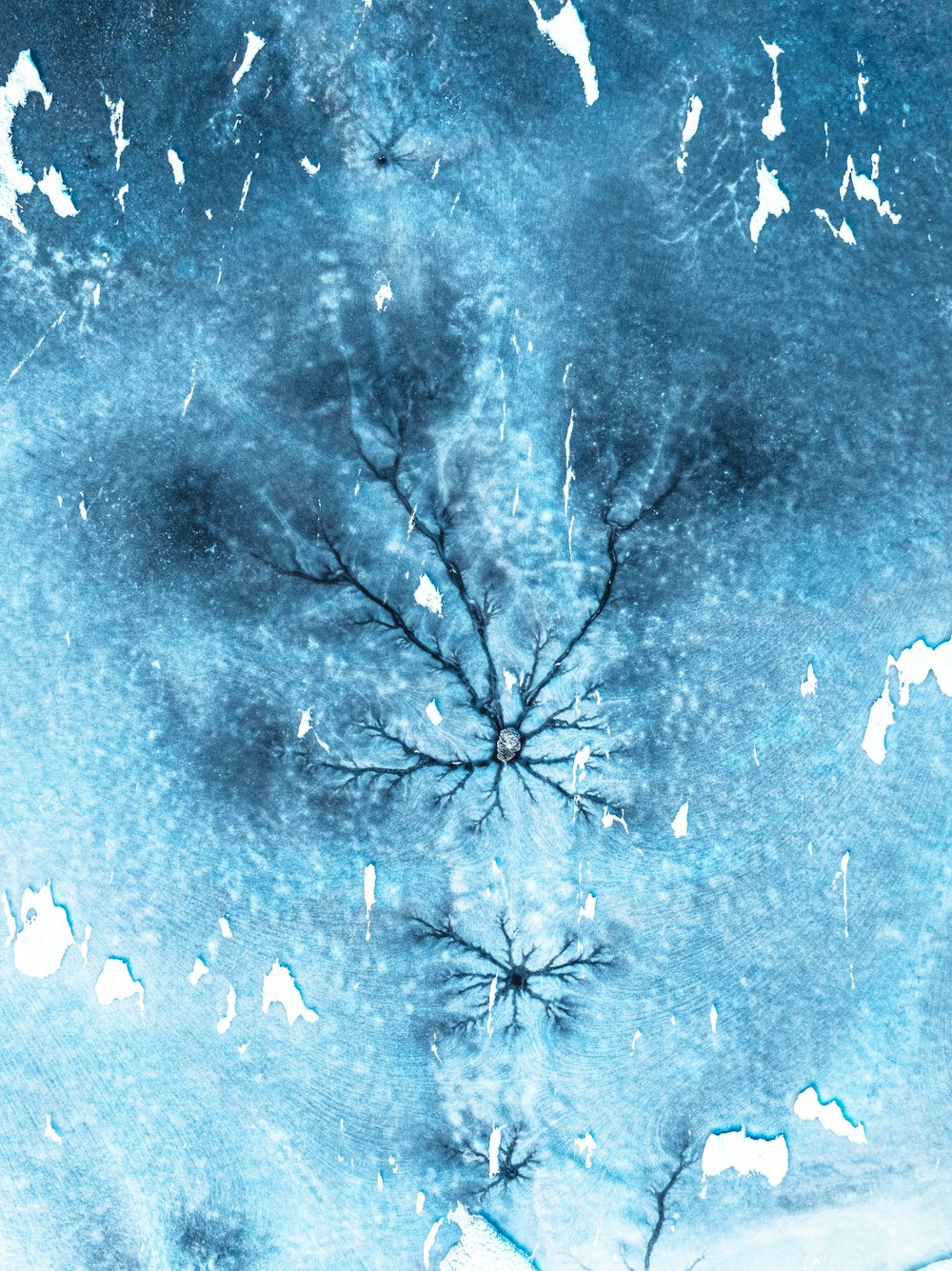 a painting of a tree in the snow