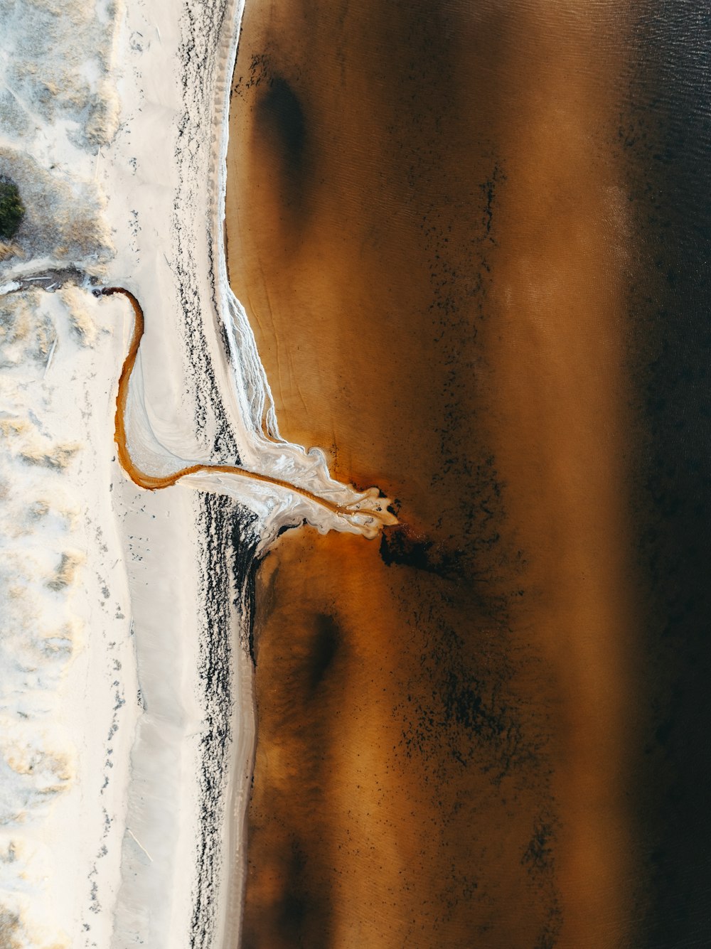 an aerial view of a body of water