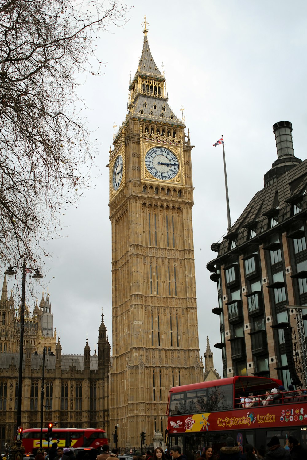 a large clock tower towering over a city