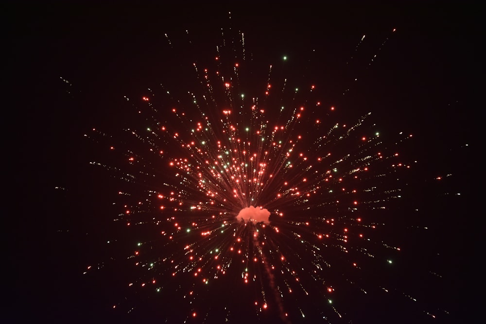 a large fireworks is lit up in the night sky