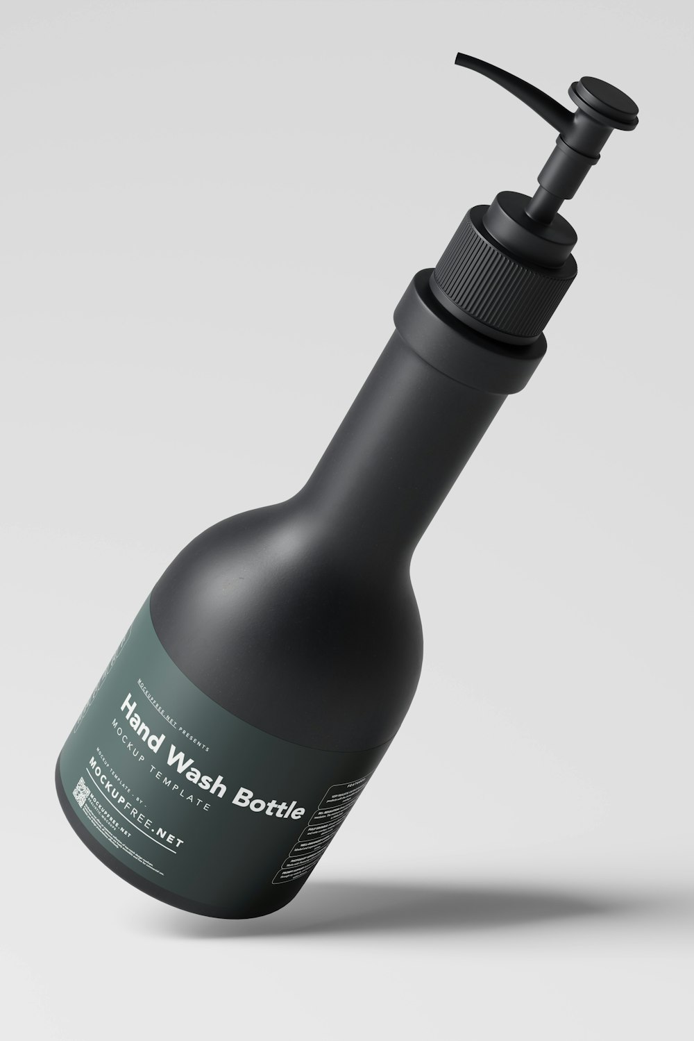 a black bottle with a black pump on top of it