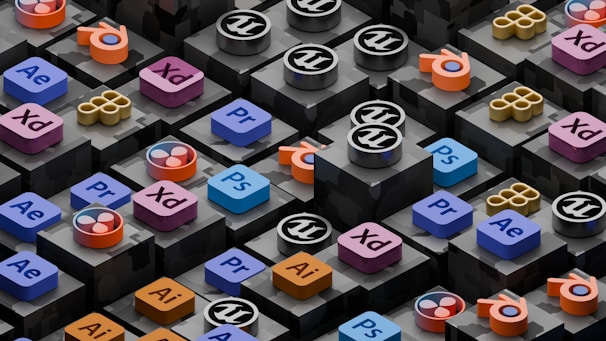 a bunch of different colored blocks with numbers on them