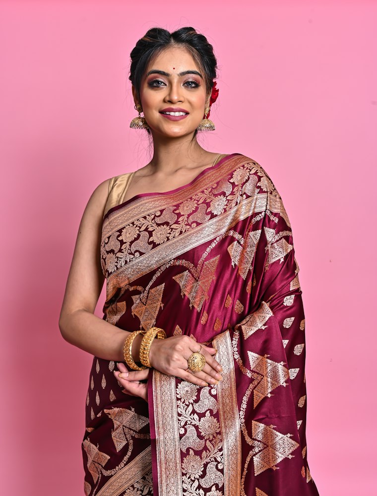 Everyday Cotton Saree – Soft Pink Checks