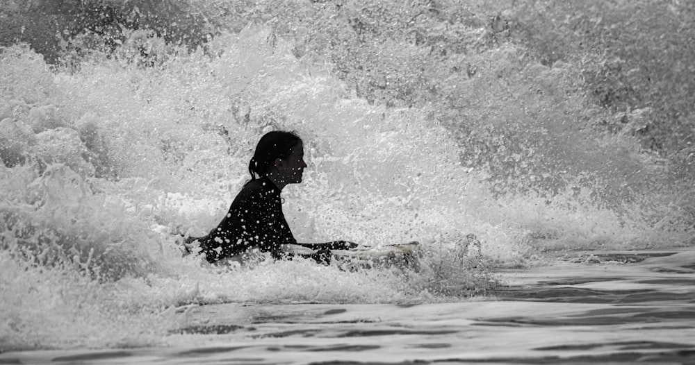 a person riding a surfboard on a wave in the ocean