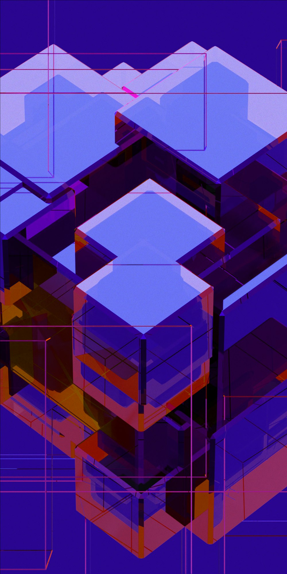 a blue and purple abstract image of a house