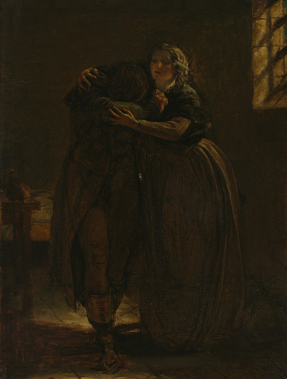 a painting of a woman holding a cat