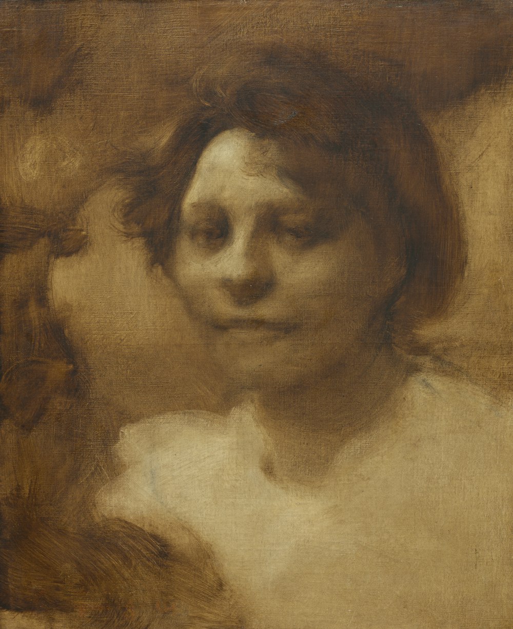 ein Gemälde einer Frau mit geschlossenen Augen