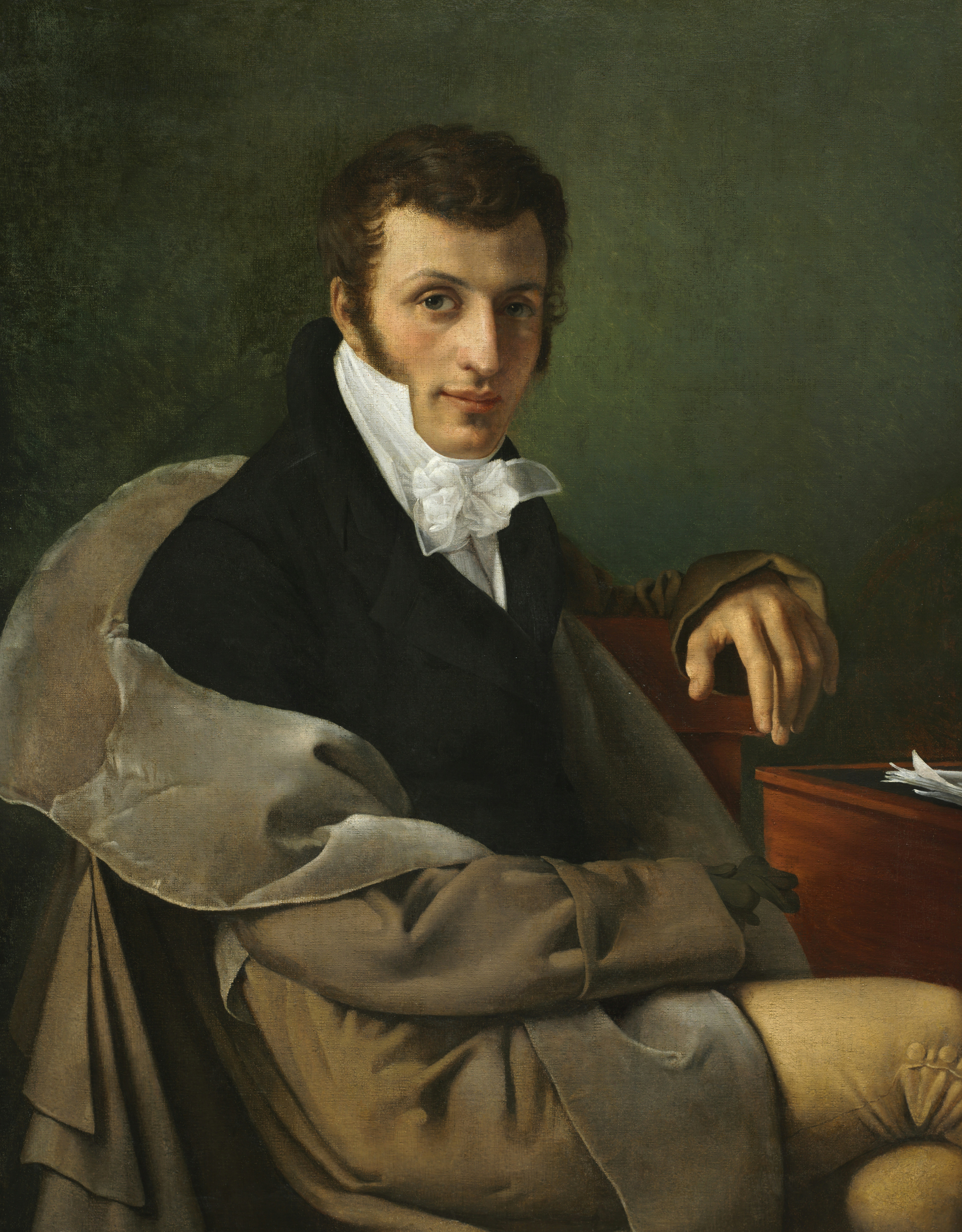 une peinture d’un homme assis sur une chaise