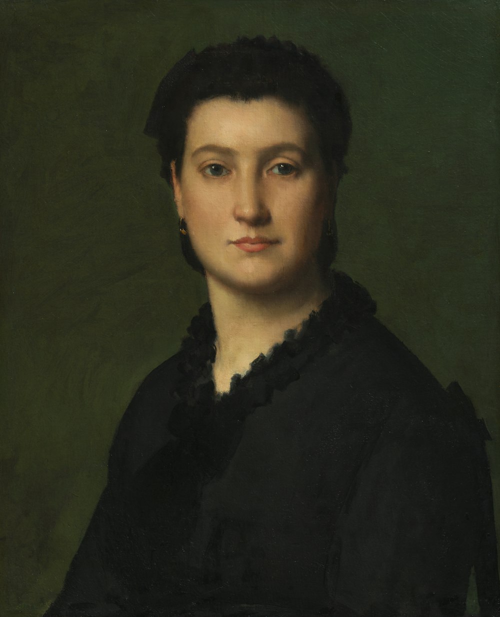 a painting of a woman in a black dress