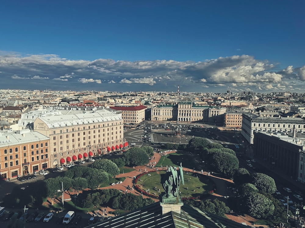 a view of a city from the top of a building