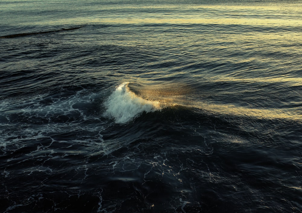 a large body of water with a wave coming in