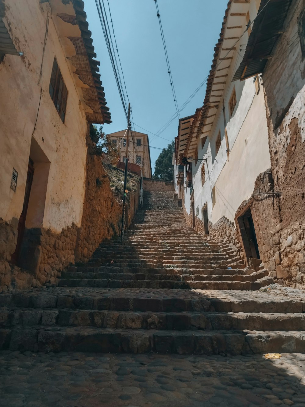 a set of stone steps leading up to a building