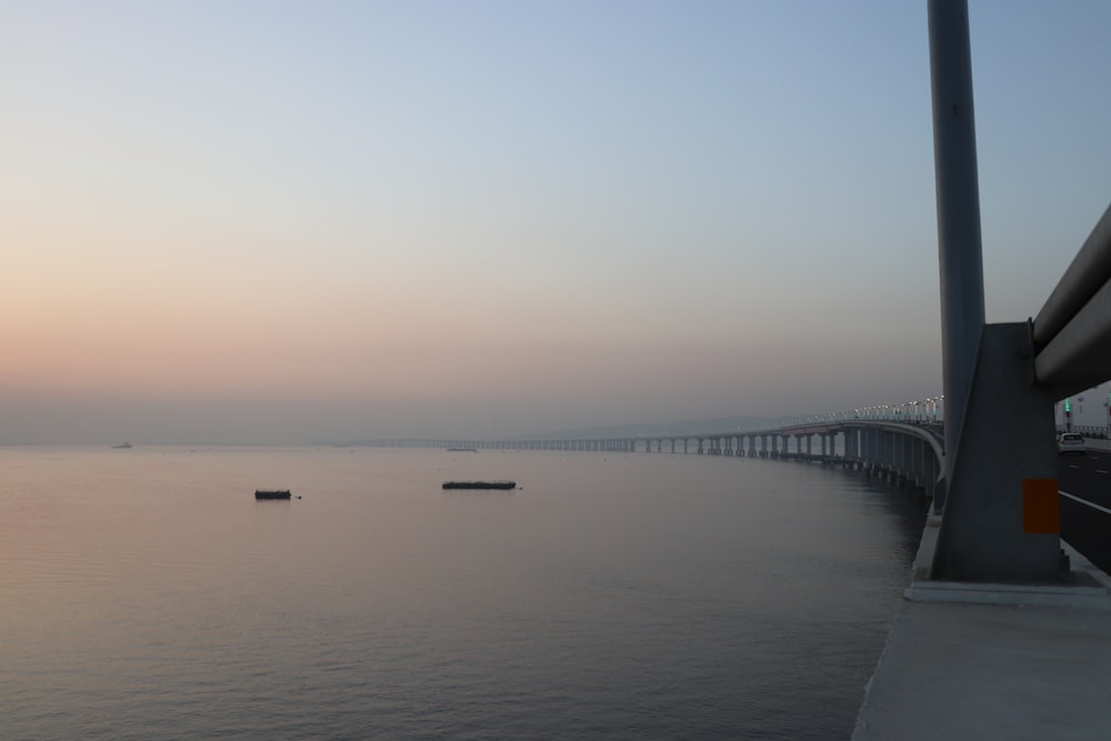 a long bridge over a large body of water