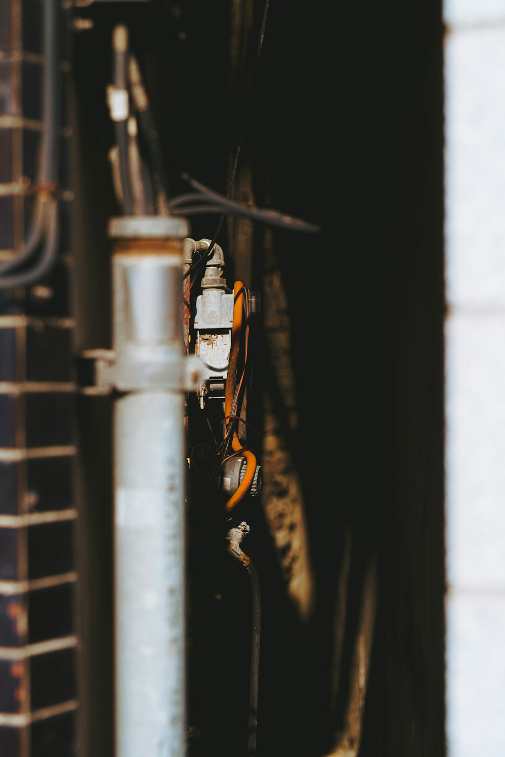 a close up of a bike tire and some wires