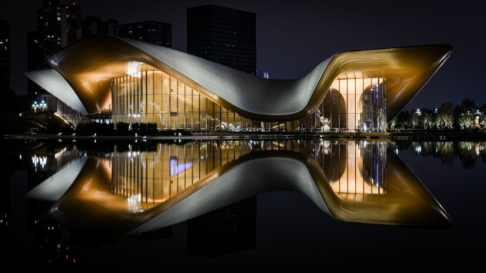 a building that is next to a body of water