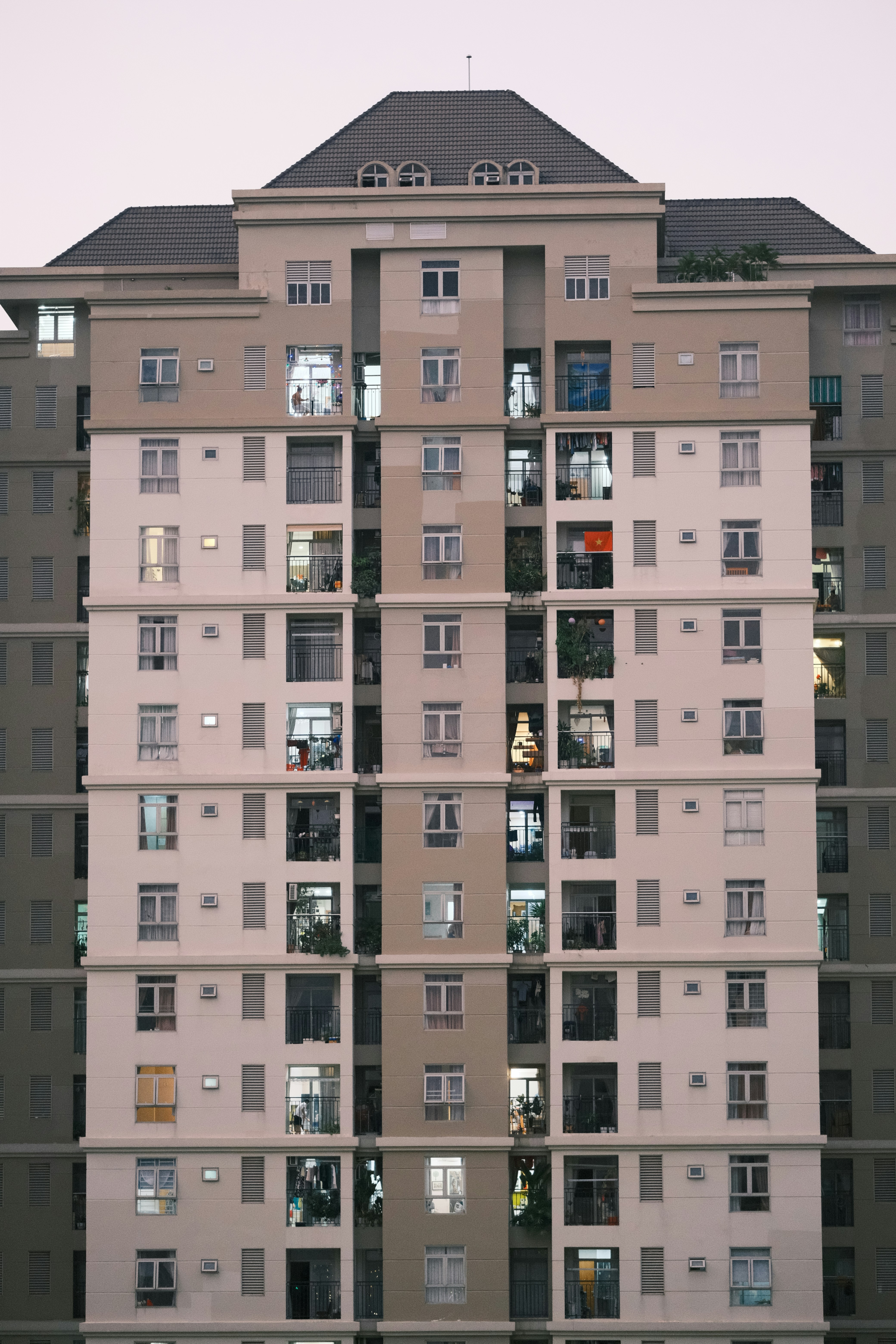 a very tall building with lots of windows