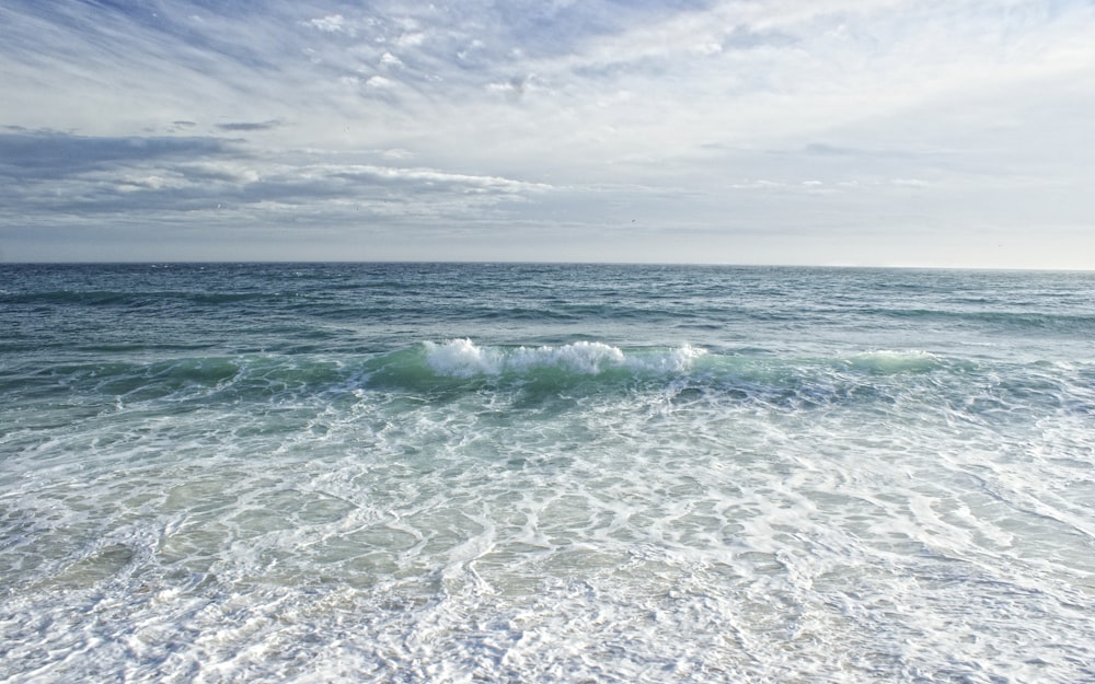 a view of the ocean from the shore