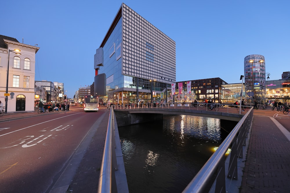 a bridge over a body of water in a city