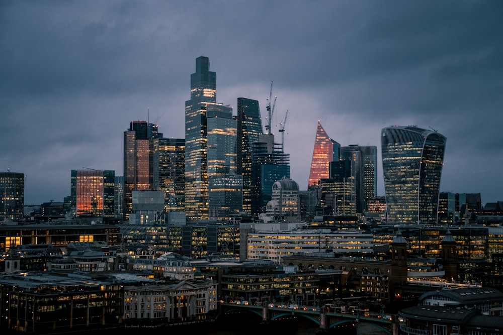 a view of the city of london at night