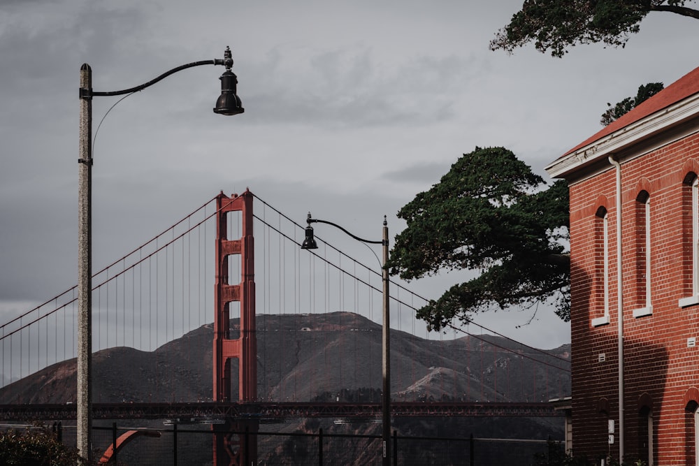 a view of the golden gate bridge from across the street