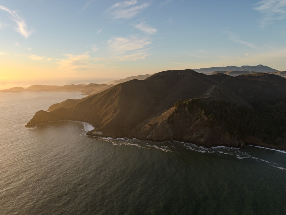 a large body of water surrounded by mountains