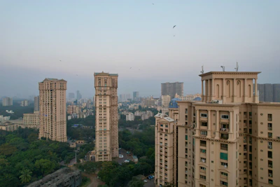 a view of a city from a high rise building