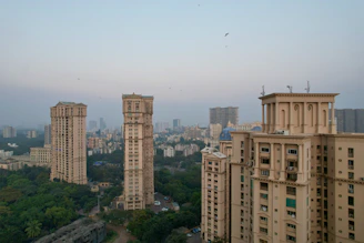 a view of a city from a high rise building
