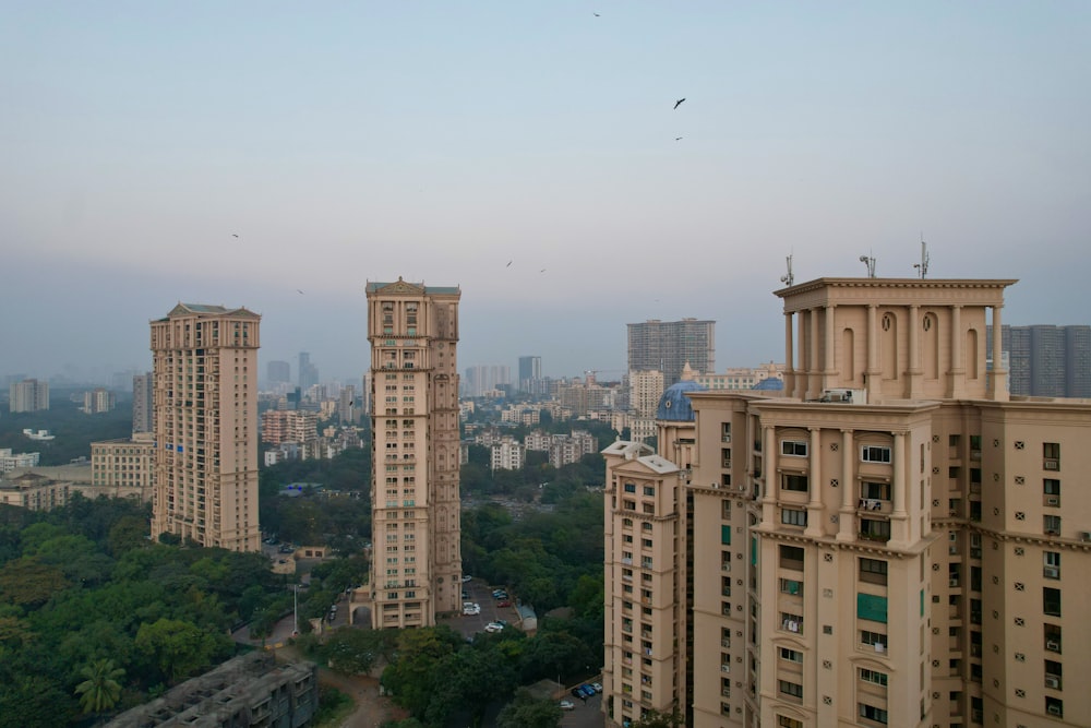 a view of a city from a high rise building